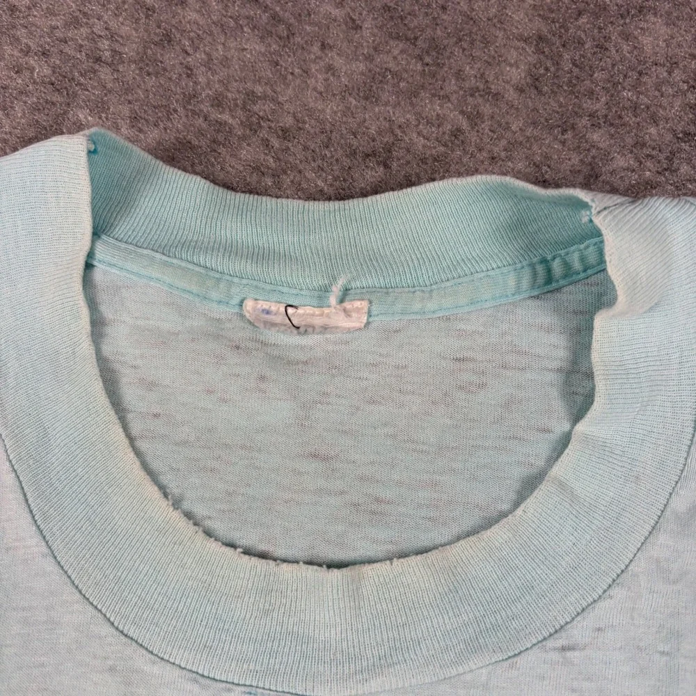 Champion T Shirt Mens XL Light Blue Script Logo Vintage 80s 90s Distressed - Picture 3 of 16